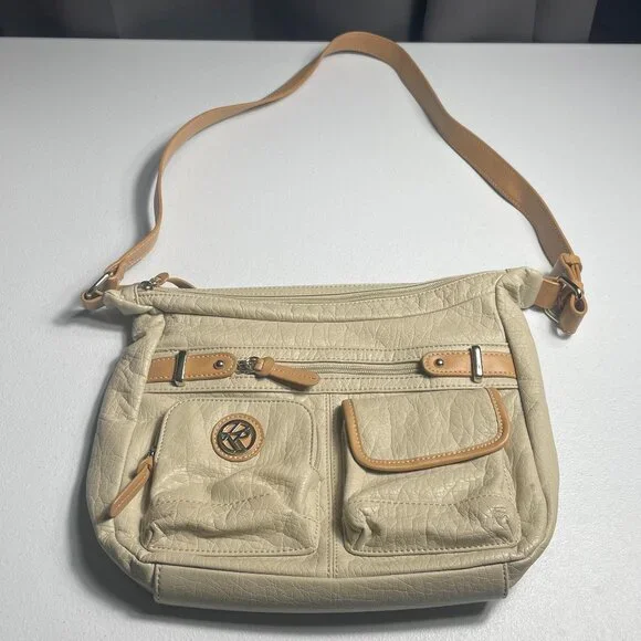 Kim Rogers Bags Kim Rogers Cream Leather Crossbody Bag